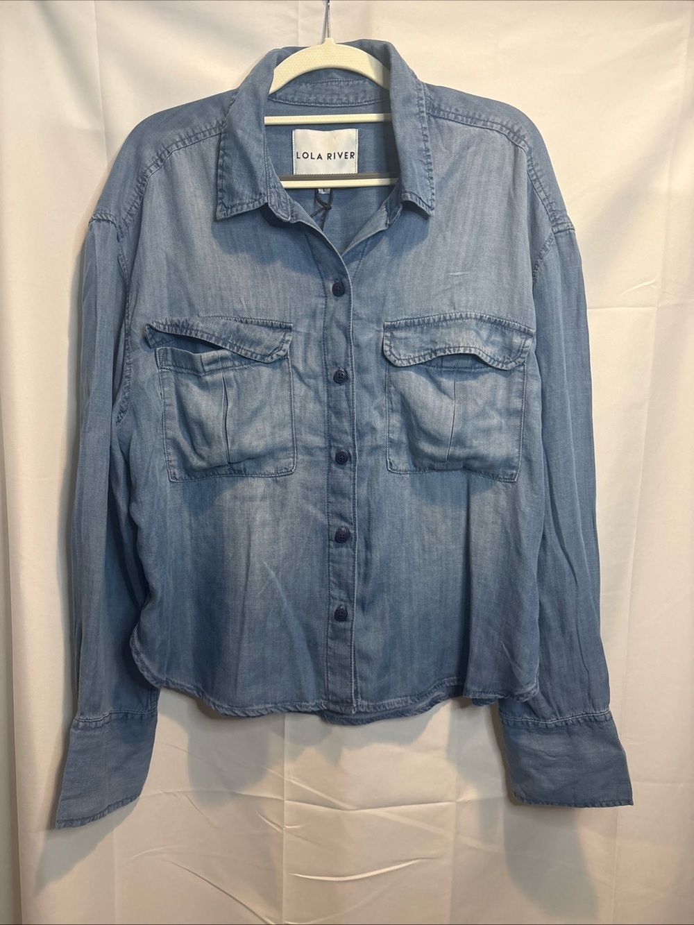 Lola River Light Wash blue Button-Up Shirt